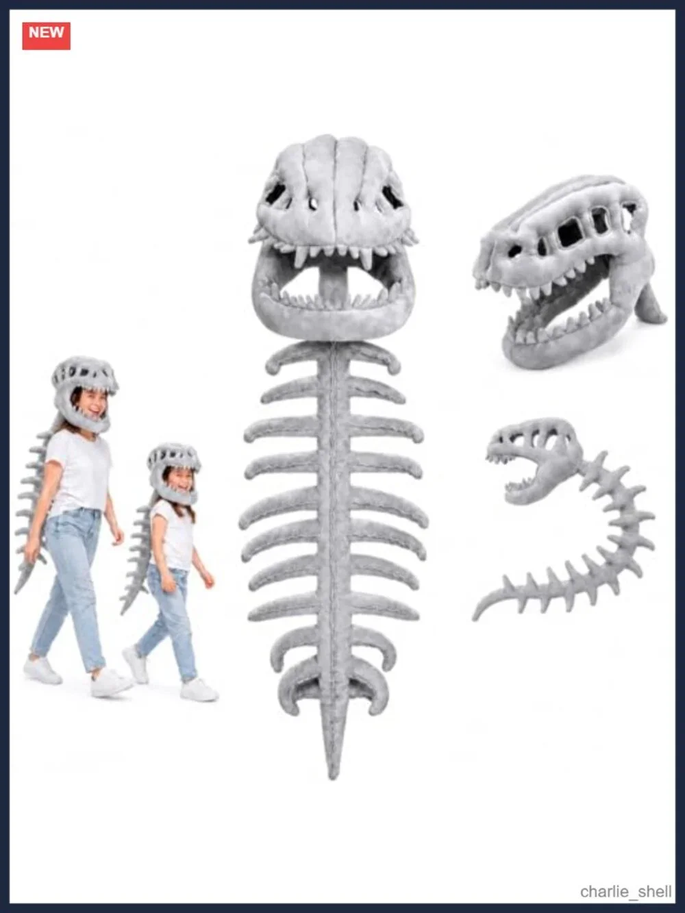 Dinosaur Skeleton Costume 3D Spinosaurus Plush Skull Spine Dress Up